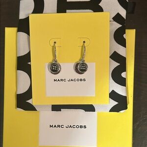 Marc Jacobs Black and Silver Hoop Earrings